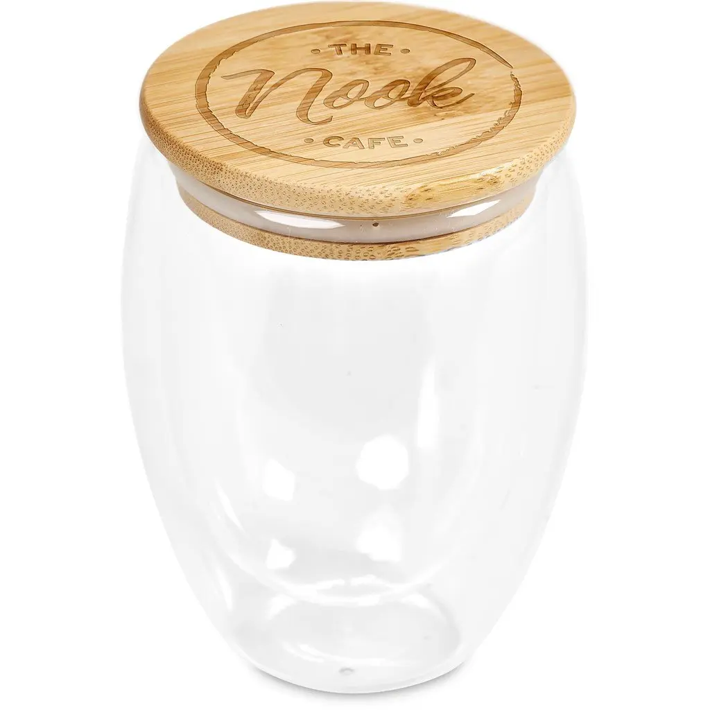Okiyo Moco Glass & Bamboo Double-Wall Cup - 350ml