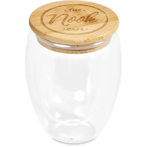 Okiyo Moco Glass & Bamboo Double-Wall Cup - 350ml